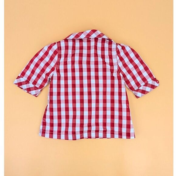 Little Lass Girls Jacket 24 M Red Gingham Lightweight Retro Style - Picture 6 of 8